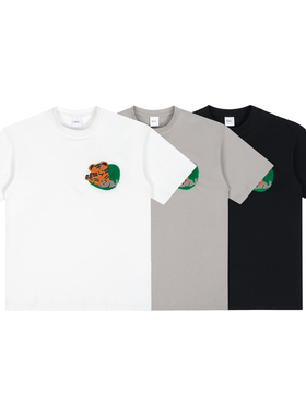 C14 online 25SS 黑色/白色/灰色 老虎毛巾绣短袖T恤