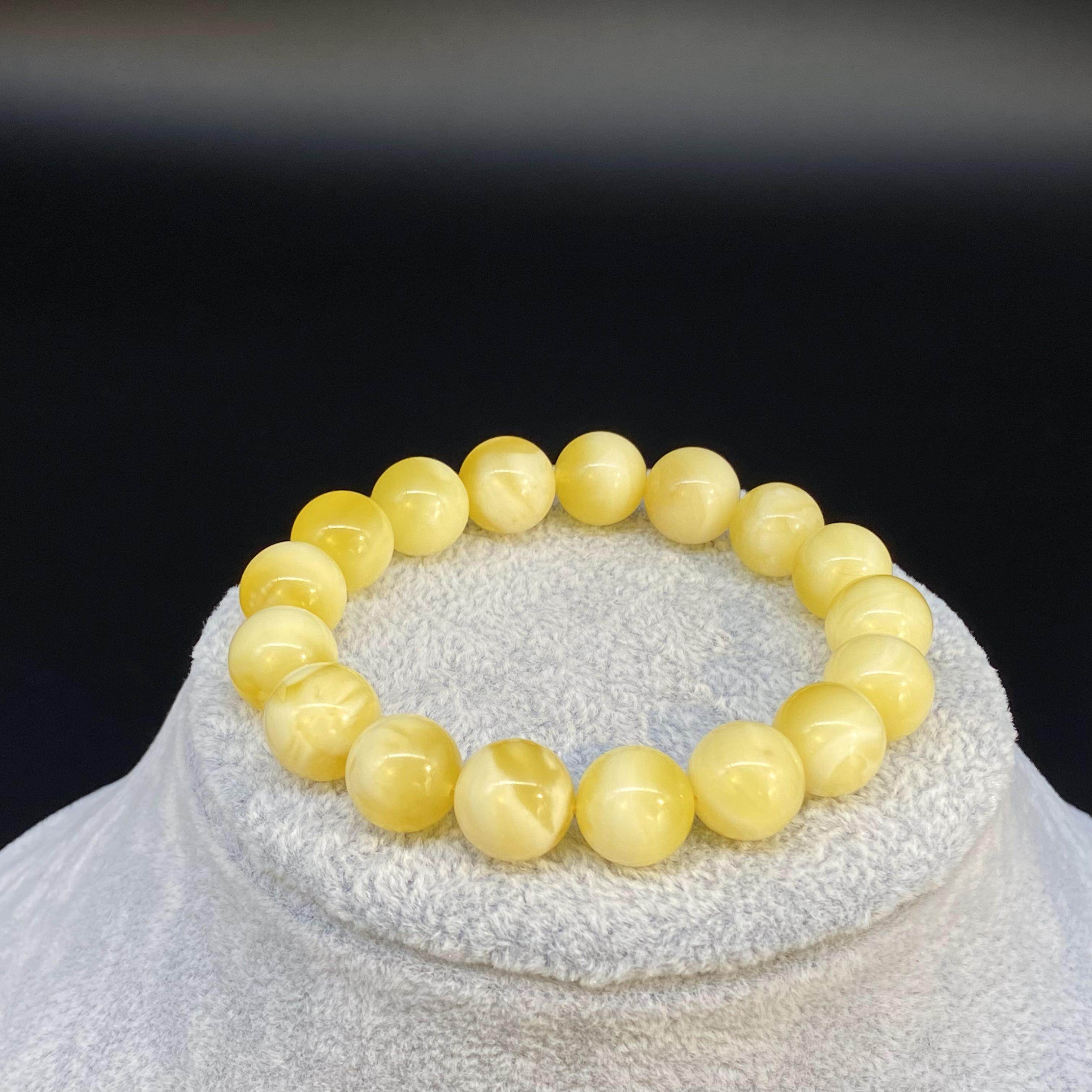 天然蜜蜡单圈手串俄料白蜜原矿波罗的海随形圆珠男女款手镯