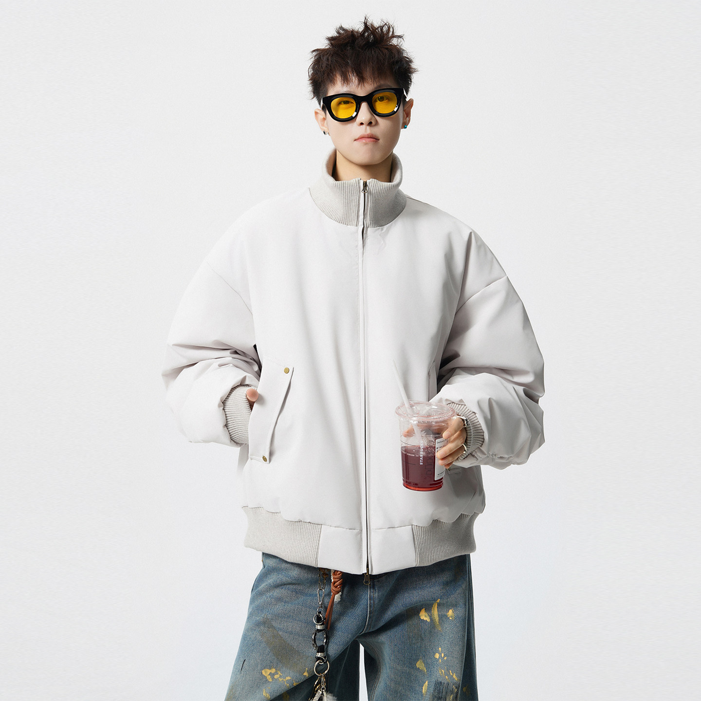 Lesstter冬季2025新款男生美式复古宽松保暖棉服男士休闲夹克外套