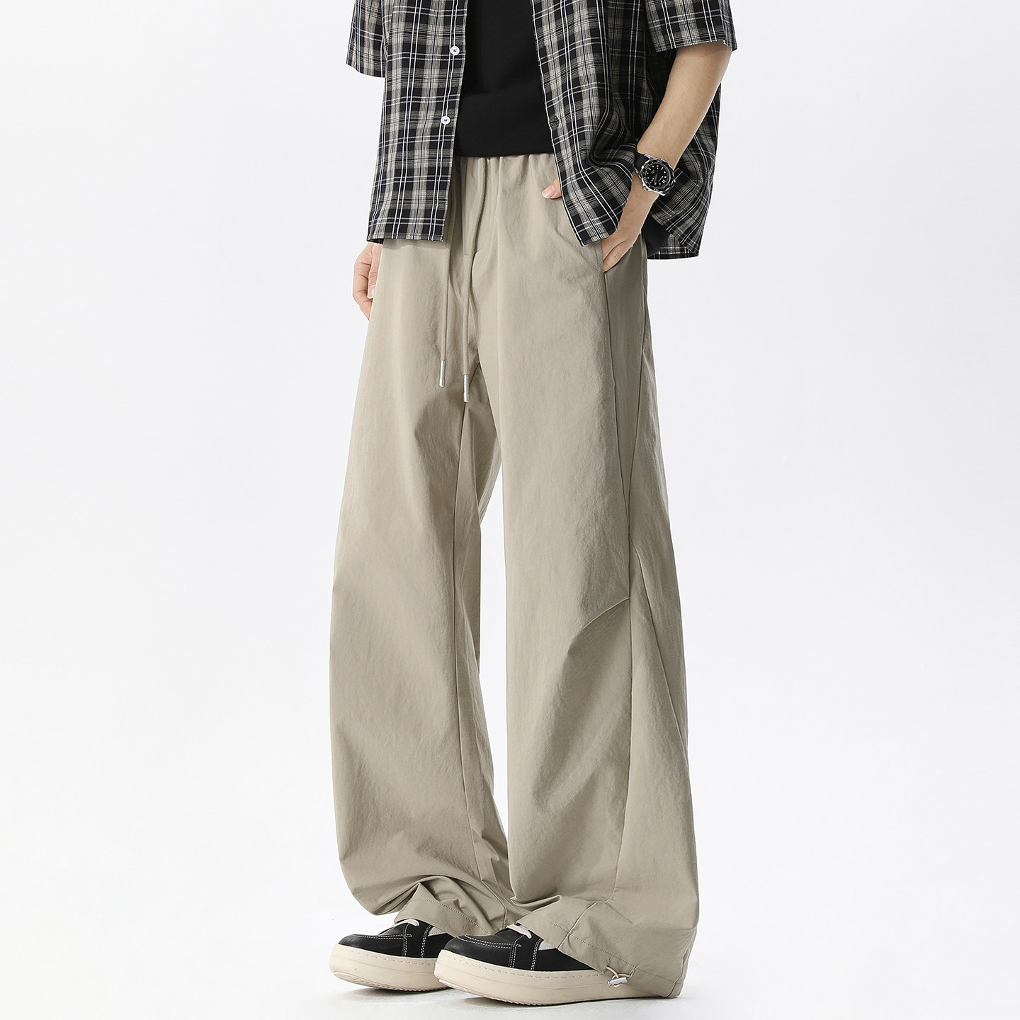 Lesstter夏季2026新款男生宽松薄款伞兵休闲裤男士直筒慵懒风长裤