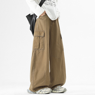 Lesstter纯棉宽松阔腿工装裤