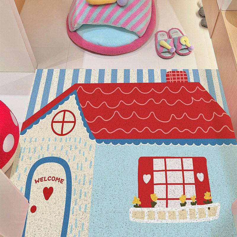 红房子奶油入户门地垫丝圈玄关进门换鞋脚垫易清洗门垫可裁剪地毯,居家布艺,地毯,淘宝优惠券,粉丝福利购,淘宝优惠卷