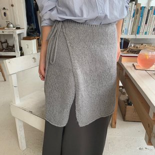 2色入冬季 叠穿单品韩国复古日系手工粗针毛线系带屁帘裙半身裙