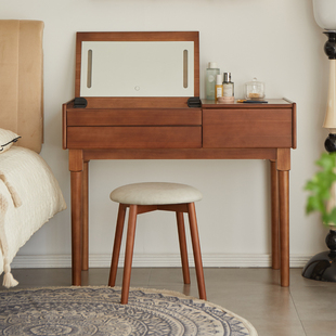 实木梳妆台化妆台网红多功能小型家用卧室翻盖化妆桌书桌收纳一体