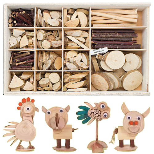 幼儿园DIY小木片干树枝手工木块