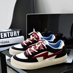 VASIBAEN 男鞋子潮板鞋2026春季新款闪电鞋ulzzang百搭休闲帆布鞋