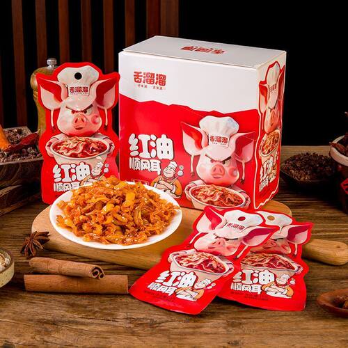 舌溜溜16g红油顺风耳猪软骨脆骨湖南麻辣零食小吃即食卤味