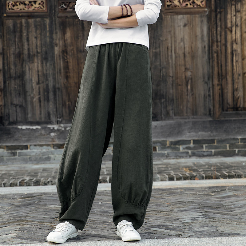 春秋太极裤宽松女裤 棉麻中国风复古太极服装武术裤练功裤灯笼裤