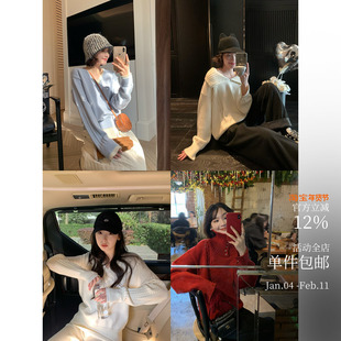 贴心厚度毛衣组 单穿内搭都好看!V领假两件/两穿翻领露肩宽松版