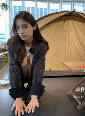 Boyish当道 2个版本格纹衬衫 厚实毛边外套版/拼色设计叠穿版