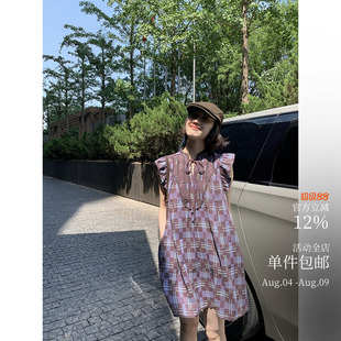“巴黎花樽”小飞袖连衣裙 重工刺绣拼接系带灵动A摆超绝包容性