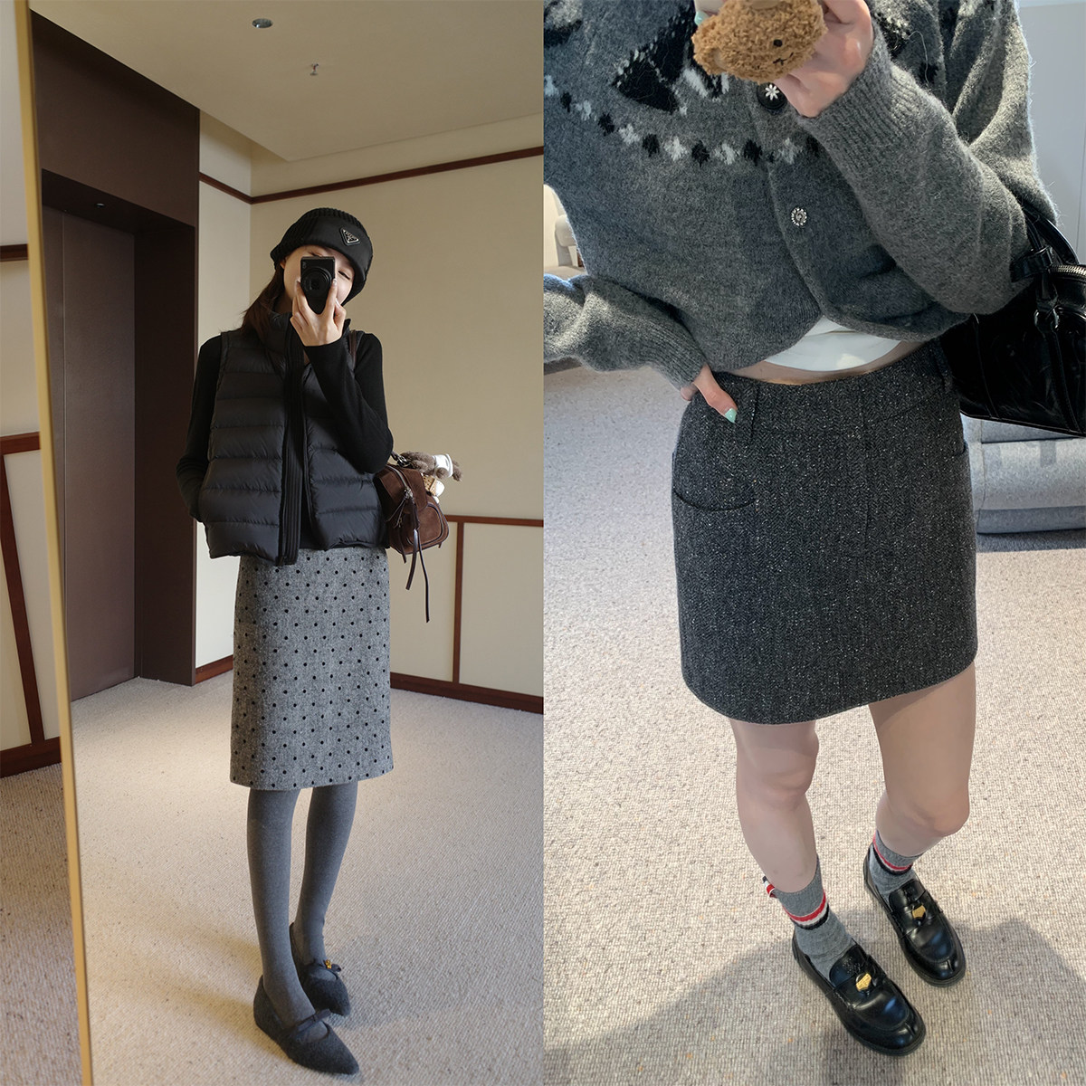 搭配刚需羊毛小短裙 双版本 彩点短版/波点半裙 百搭显瘦质感挂