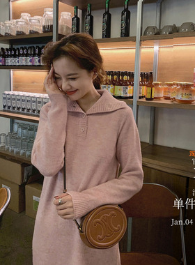 懒人秋日爱onepiece针织连衣裙 不费力多扣穿法 可翻领可高领