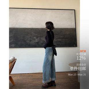 版 收胯显瘦直筒裤 型超牛 石洗蓝抓绒牛仔裤 咖色 新晋无侧缝神裤