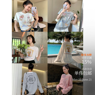 夏日绘本T恤小集~显瘦!正肩版小狗tee/文字版小短t/防晒长袖王子t