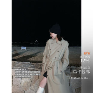 外套 古着复刻Vintage双排扣垂感中长款 离岛风衣 伞裙摆绝美