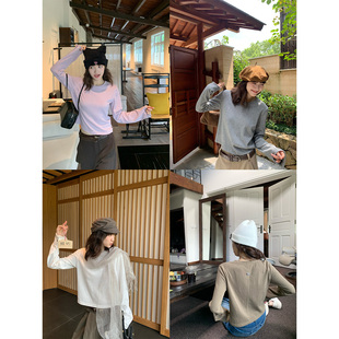本命TEE入秋升级版！卷边肌理感长袖T恤 绷缝设计宽松短款上衣