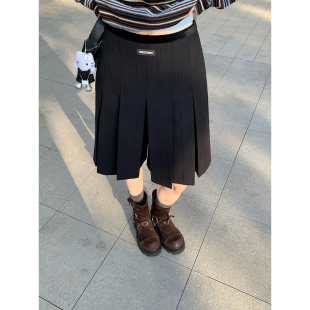 裙裤 剪花西装 搭配超显瘦加分 丝绒腰Miu系前裙后裤 时髦百褶马裤