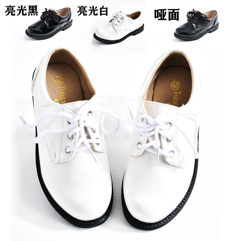 男皮革拼接休闲男童皮鞋白皮鞋