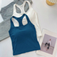 美式 U领宽肩带吊带女夏外穿高弹带胸垫一体工字背心无袖 内搭上衣