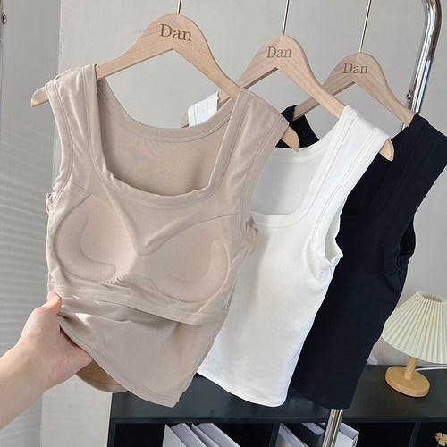 方领无袖吊带背心遮副乳打底上衣