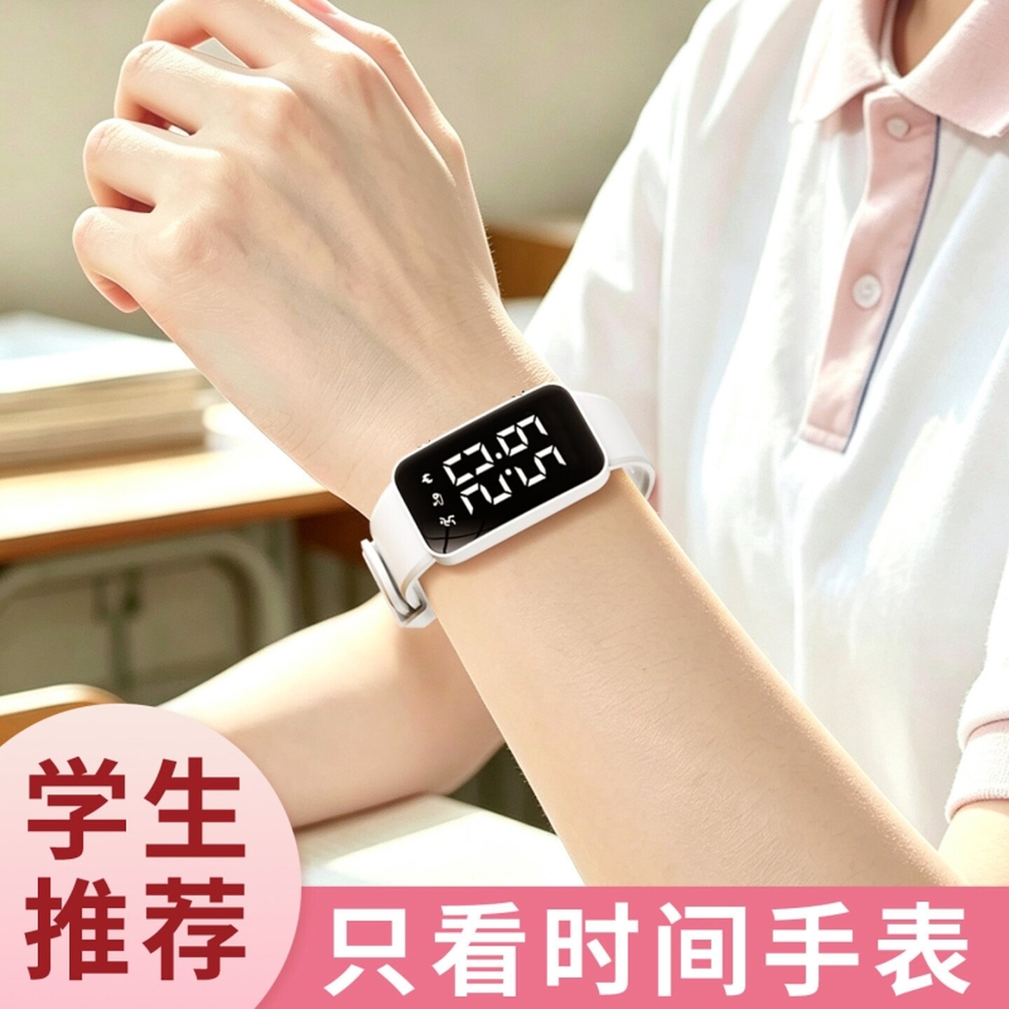 电子表女生学生高颜值小学生初高中闺蜜简约只看时间儿童高级手表