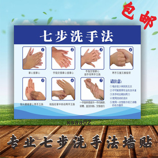 七步洗手法挂画|正确五、六、七部洗手方法图|医院挂图洗手示意图