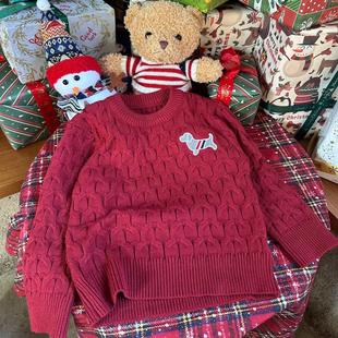 安哥拉红色毛衣儿童男女宝宝上衣小狗TB腊肠狗潮牌针织衫新年拜年