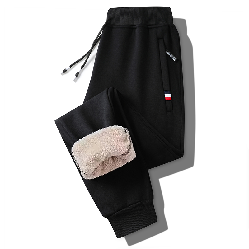 秋冬款裤子束脚加绒加厚长裤男