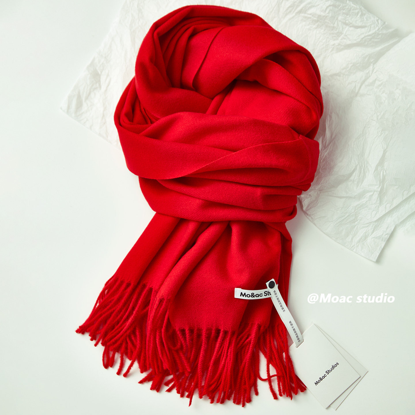 2025新款定制纯色围巾女秋冬季保暖仿羊绒披肩韩版新年中国红围脖