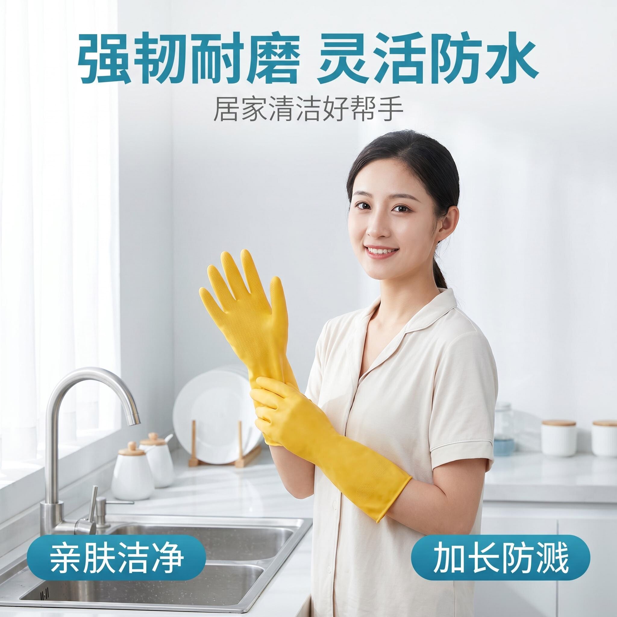 南洋新东方加厚牛筋乳胶洗衣洗碗橡塑胶工作防滑厨房防水防油手套