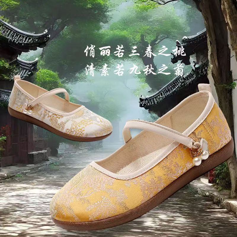 夏季新中式国风女防滑软底浅口老北京布鞋玛丽珍复古布鞋妈妈单鞋