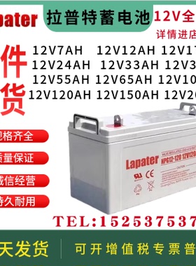 Lapater拉普特蓄电池NP/12V7AH24AH38AH65AH100AH UPS/EPS/基站等