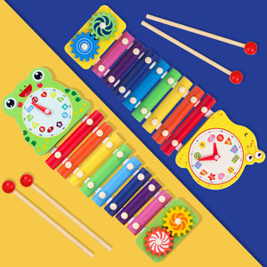 婴幼儿早教启蒙木质小宝宝益智力开发三合一多功能八音敲琴玩具