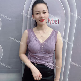 打底吊带背心无袖 蕾丝美背带胸垫长款 宽肩带女士打底内搭 薄款 夏季