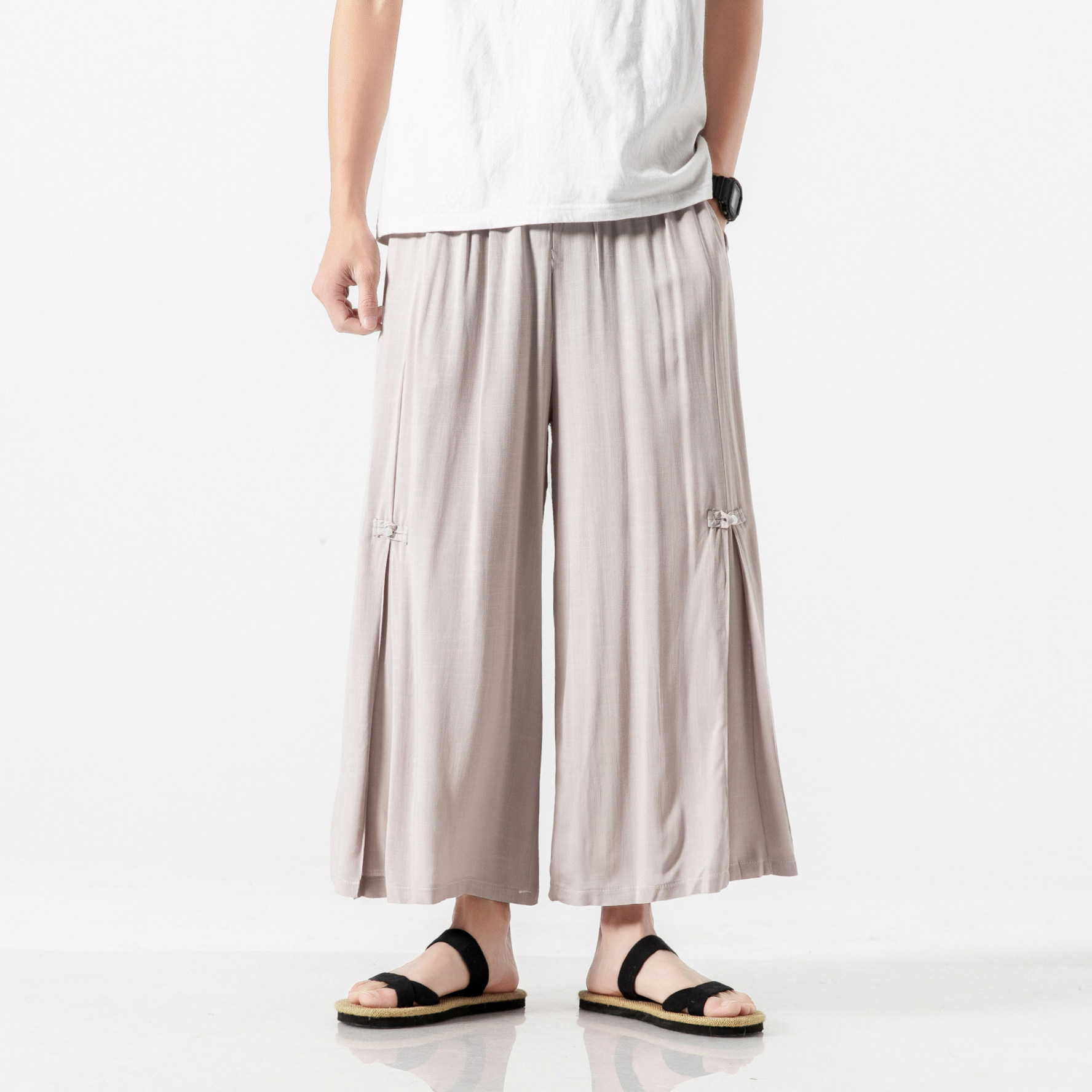 中国风汉服裤子男汉元素阔腿裤男士裙裤改良大袴宽松舒适休闲裤潮