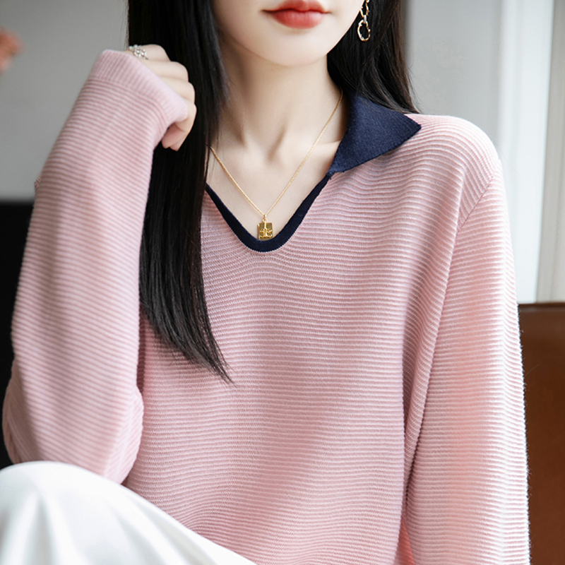 秋冬早秋翻领针织打底衫女2025新款秋内搭上衣洋气大码女装1204u