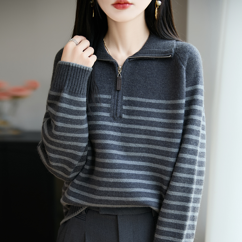 秋冬早秋开领针织打底衫女2025新款秋上衣洋气大码女装毛衣1201u