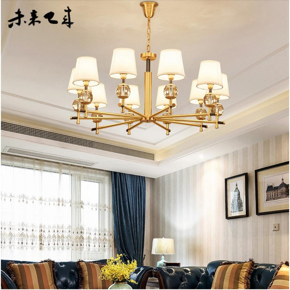 轻奢全铜美式乡村风软装水晶吊灯