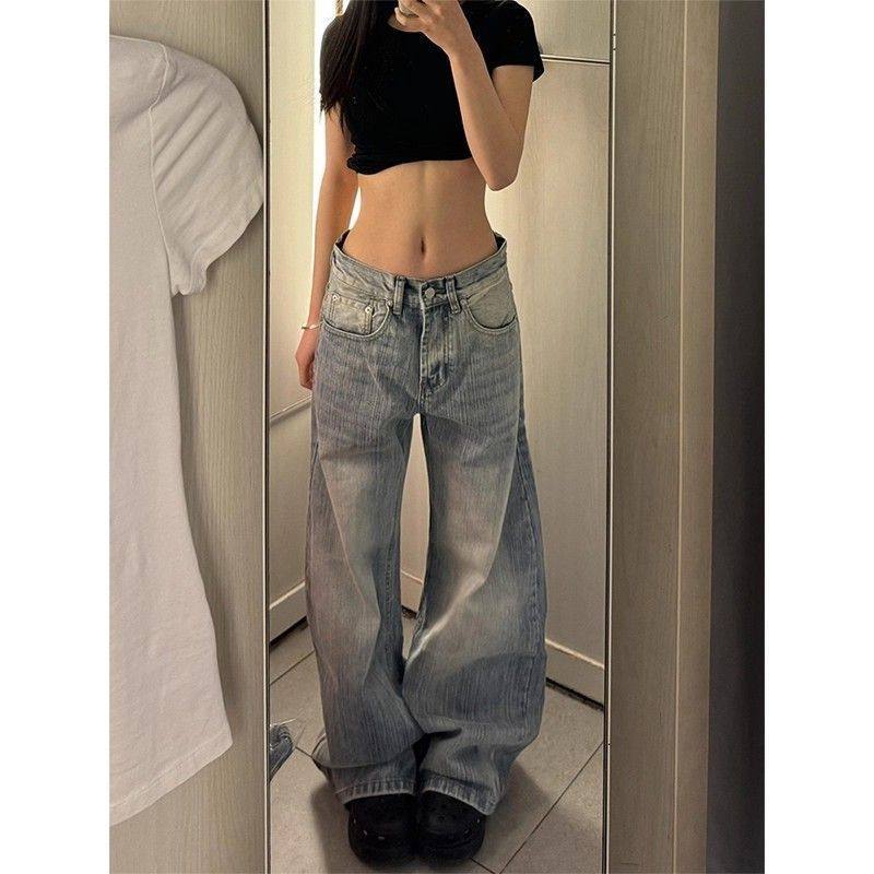 高个子美式复古水洗竹节弯刀牛仔裤裤阔秋季新款宽松镰刀直筒裤子,女装/女士精品,牛仔裤,淘宝优惠券,粉丝福利购,淘宝优惠卷