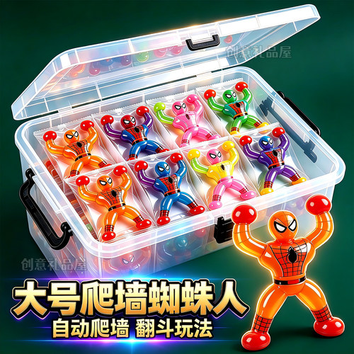 大号粘性强爬墙翻跟斗蜘蛛人玩具