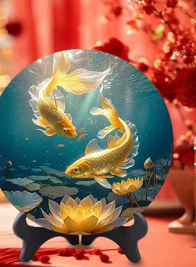 中国风金色鲤鱼装饰摆件招财旺宅锦鲤送财镇宅礼品新中式家居装饰
