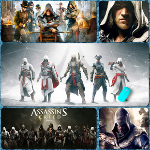 刺客信条鼠标垫超大奥德赛枭雄英灵殿相关加厚锁边电竞游戏键盘垫