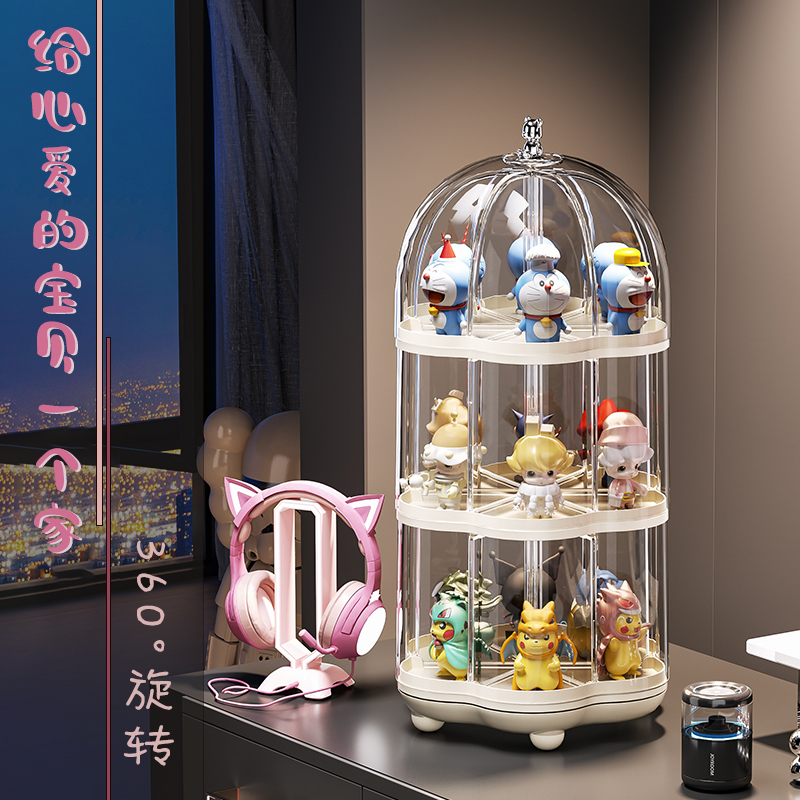 可旋转盲盒透明手办展示收纳架