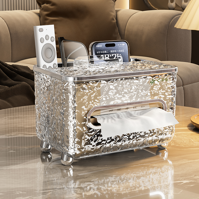 纸巾盒分区收纳PET带手机架