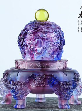 琉璃工艺品祥龙摆件九转乾坤鼎中国传统文化新房乔迁书房工艺礼品