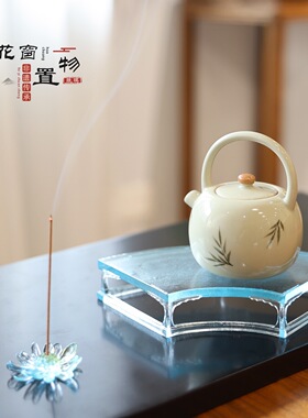 琉璃花窗置物器江南建筑扇形底座客厅摆放装饰文房茶桌实用放置台