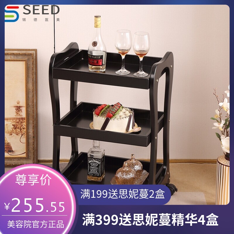 美容车压缩实木板工具车美甲美发纹绣推车美容院小推车移动置物架