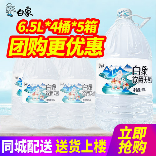 白象饮用天然泉水6.5L*4桶*5箱整箱包邮大桶装水泡茶水非矿泉水