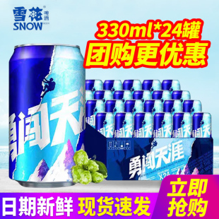 雪花勇闯天涯啤酒330ml*24听整箱包邮易拉罐装麦汁浓度8度啤酒